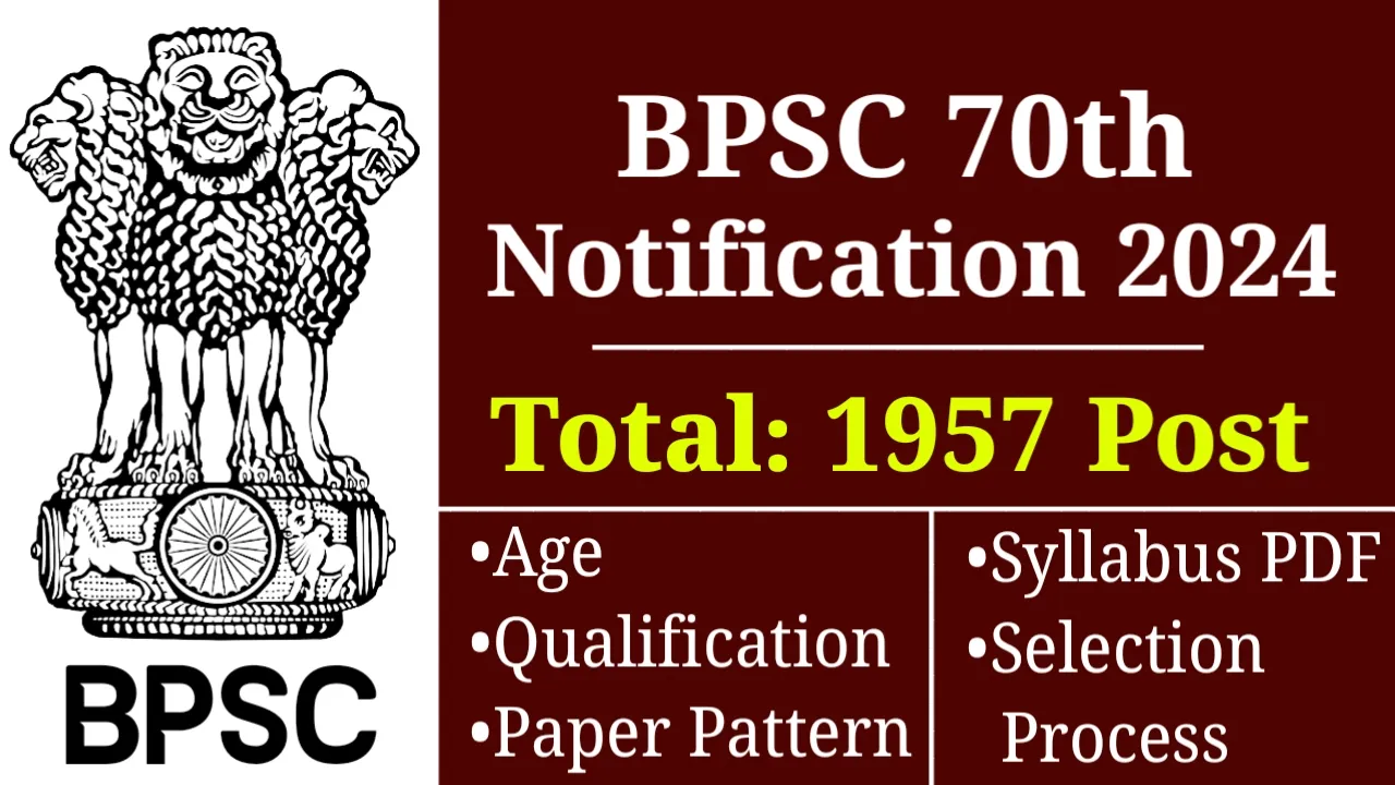 Bihar BPSC 70th Pre Exam Recruitment 2024 Pre Apply Online for 1957 Post