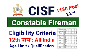 CISF Constable Fireman Online Form 2024 (1130 Posts)